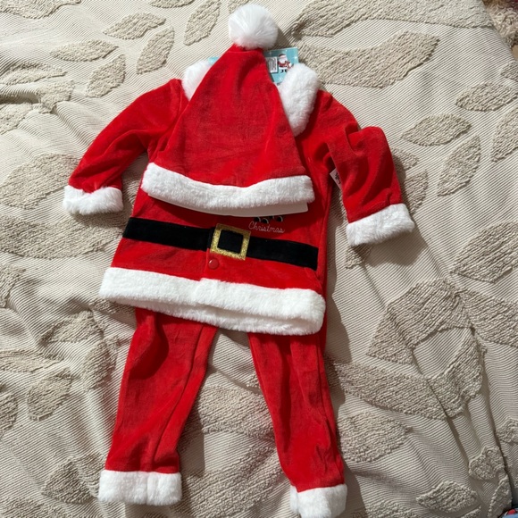 Baby 12 month Christmas set NWT Rudolph Santa outfit 3 piece set with hat Winter - Picture 1 of 4